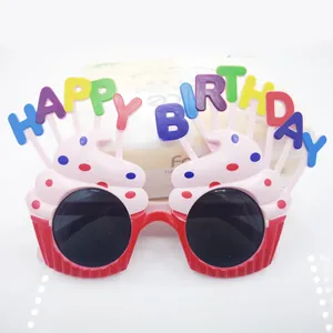 Lunettes de fête d'anniversaire amusantes en forme de cupcake avec texte Happy Birthday