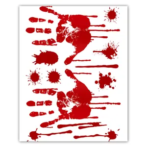 Bloody handprint and blood splatter stickers for Halloween party wall decorations
