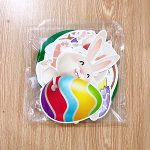 Happy Easter party decoration kit with cartoon bunny and colorful eggs in packaging