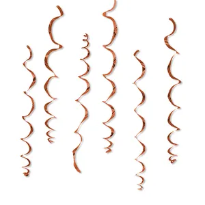 Pack of 6 rose gold PVC spiral swirls for party ceiling and wedding venue decoration