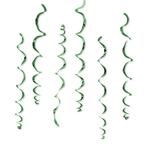 Metallic green PVC spiral swirl decorations for wedding and festive party background