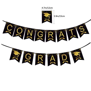 Décorations Fête Remise Diplômes Bannière Félicitations Toque Étoile Guirlande Cake Toppers Papier Fournitures Scolaires
