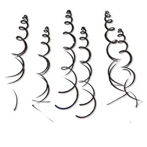 Detail of six black spiral PVC hanging decorations for party and ceiling events