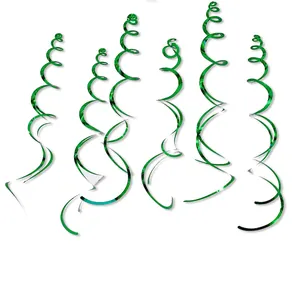 Detail of green PVC spiral swirls for festive party backdrops and wedding decorations