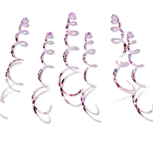 Pink and purple PVC spiral streamers with floral pattern for party background decoration