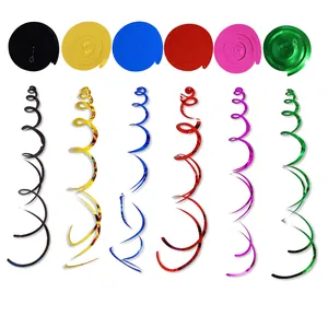 Metallic PVC Hanging Swirl Decorations Foil Spiral Streamers Ceiling Hanging Decor For Party Birthday Wedding Celebration Event Background Layout