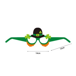 St. Patrick's Day Brille mit Kleeblatt und Bart, Größe 14x13cm, festliches Design