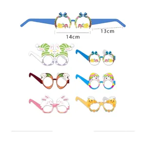 Easter party paper glasses set with bunny and egg designs, pack of 6 assorted styles