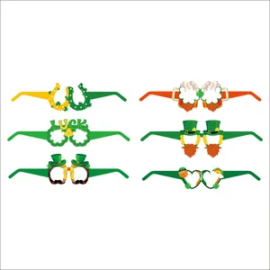 6er-Pack St. Patrick's Day Papierbrillen mit Kleeblatt-, Bier- und Goldmünzen-Designs