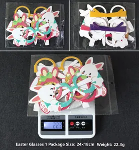 Detail view of Easter paper glasses packaging and weight measurement in 24x18cm size