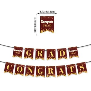 Detail showing the 12x15cm single flag dimensions and congrats grad banner layout
