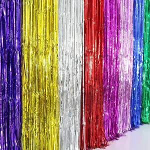 Colorful metallic fringe curtains for birthday party and wedding background decoration