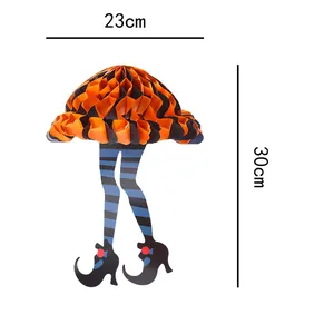 Halloween witch legs honeycomb paper hanging decoration, 23cm width and 30cm height size