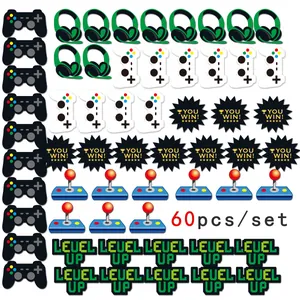 Game On Video Game Party Cake Toppers Game Controller Headphone Cupcake Inserts For Kids Birthday Party Decoration Supplies