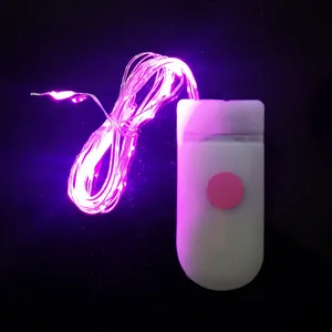 Catena luminosa a LED rosa in filo di rame con scatola batteria per decoro di torte