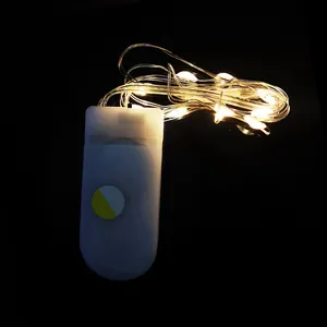 Catena luminosa a LED bianco caldo in filo di rame con scatola batteria bianca