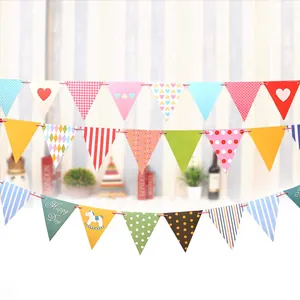 Colorful Paper Triangular Bunting Heart Polka Dot Garland Banner For Children Birthday Party Decoration Nursery Room Decor