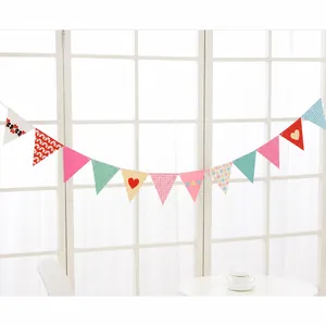 Colorful heart polka dot triangle bunting banner for kids birthday party decoration
