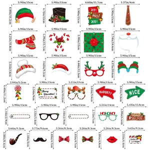 Größentabelle für 28-teiliges Weihnachts-Foto-Requisiten-Set mit Hüten und Brillen