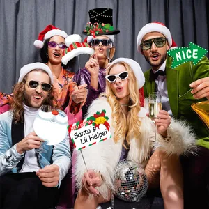 28er Set Weihnachts-Fotorequisiten mit Weihnachtsmann und Rentier Handheld-Kartenmotiven