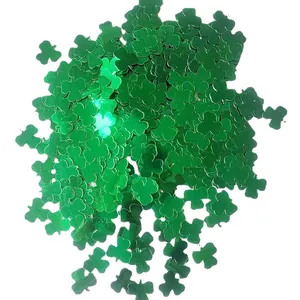 Sparkly emerald green shamrock leaf confetti for St. Patrick's Day party DIY decoration