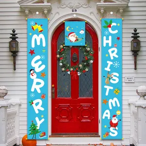 Merry Christmas Porch Banners Welcome Hanging Signs Non-woven Fabric Holiday Door Decoration For Home Outdoor Party Entrance