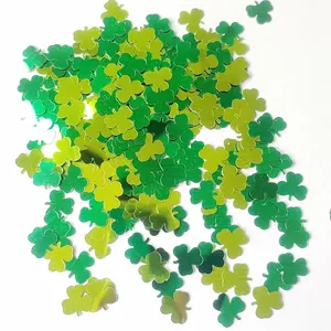 Metallic clover confetti in mixed green tones for St. Patrick's Day party decoration