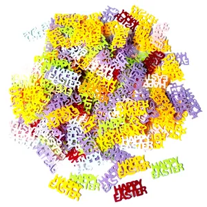 Colorful Happy Easter confetti sprinkles for festive table decorations and DIY party supplies