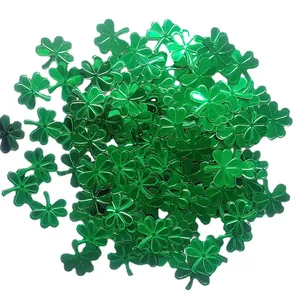Shiny green clover and shamrock confetti for St. Patrick's Day party decorations