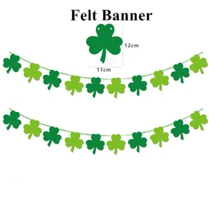 St. Patrick's Day green felt shamrock banner detail showing 12x11cm dimensions