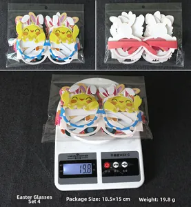 Easter paper glasses detail showing product weight on scale and packaging dimensions