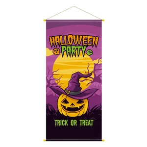 Détail de bannière Halloween verticale avec citrouille et texte Trick or Treat
