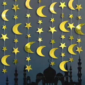 Golden moon and star hanging garland for festive party decorations and home events