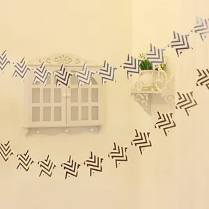 Macro detail of Nordic star bunting with blue white chevron patterns for party decor