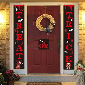 Halloween Trick Or Treat Porch Banner Hanging Sign Decoration Oxford Cloth Set For Festive Outdoor Indoor Doorway Party Decor