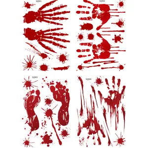 Set adesivi Halloween con impronte di mani e piedi insanguinati per decorazioni