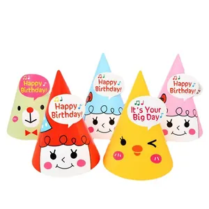 Set di 5 cappellini di carta colorati con animali per feste di compleanno bambini