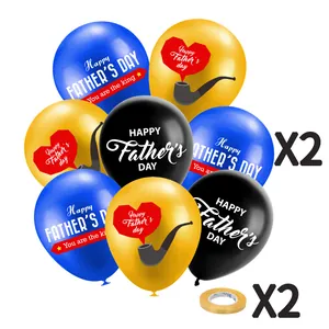 Father's Day balloon set with blue, gold and black latex balloons for party decoration