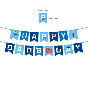 Blue Father's Day banner Happy Dad's Day bunting with tie and crown festive elements