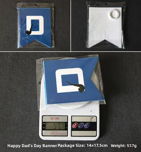 Détails de l'emballage de la bannière Happy Dad's Day avec poids et dimensions réels