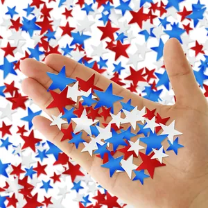 Rot Weiß Blau Unabhängigkeitstag Stern Konfetti PVC Metallisch Glitzer Sterne Pailletten Für 4 Juli Patriotische Party Tischdekorationen