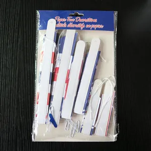 Set de decoración de abanicos de papel rojo, blanco y azul para suministros de fiesta