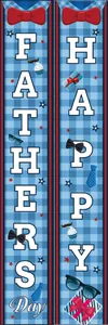 Detailed pattern of Father's Day porch banners with blue plaid and necktie designs