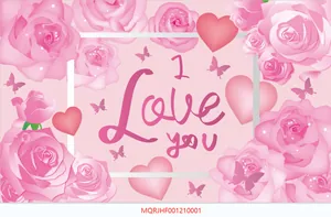 Detail van roze Moederdag achtergrond met I Love You tekst en rozen