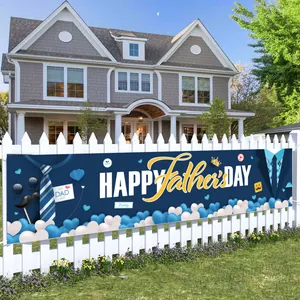 Happy Father's Day Banner Outdoor Garden Fence Yard Sign Best Dad Ever Polyester Backdrop Decoration For Party Supplies
