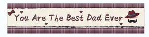 Detail of Happy Father's Day yard banner featuring plaid background and Best Dad Ever text