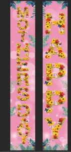 Vertical floral banners for Mother's Day party with Happy Mother's Day text and flowers