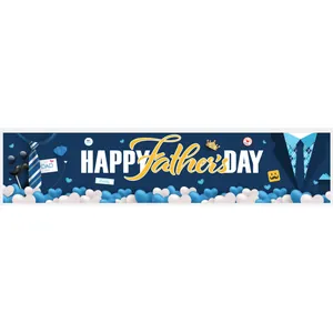 Father's Day banner featuring Happy Father's Day text with tie and crown decorations