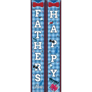 Pair of Father's Day porch banners with Happy Father's Day text and bow tie icons
