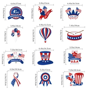 12Pcs American Independence Day hanging swirl decorations with 4th of July themed icons